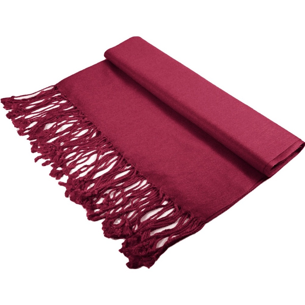 Elegant Burgundy Scarf with Fringe
